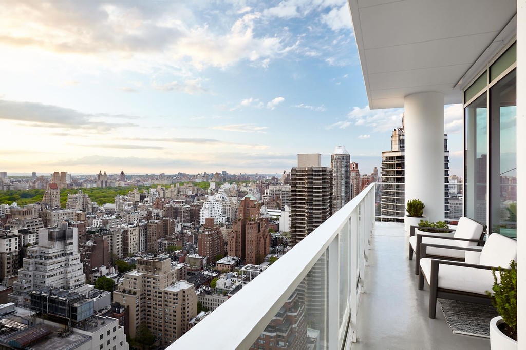 New York City view from Manhattan condo balcony.
